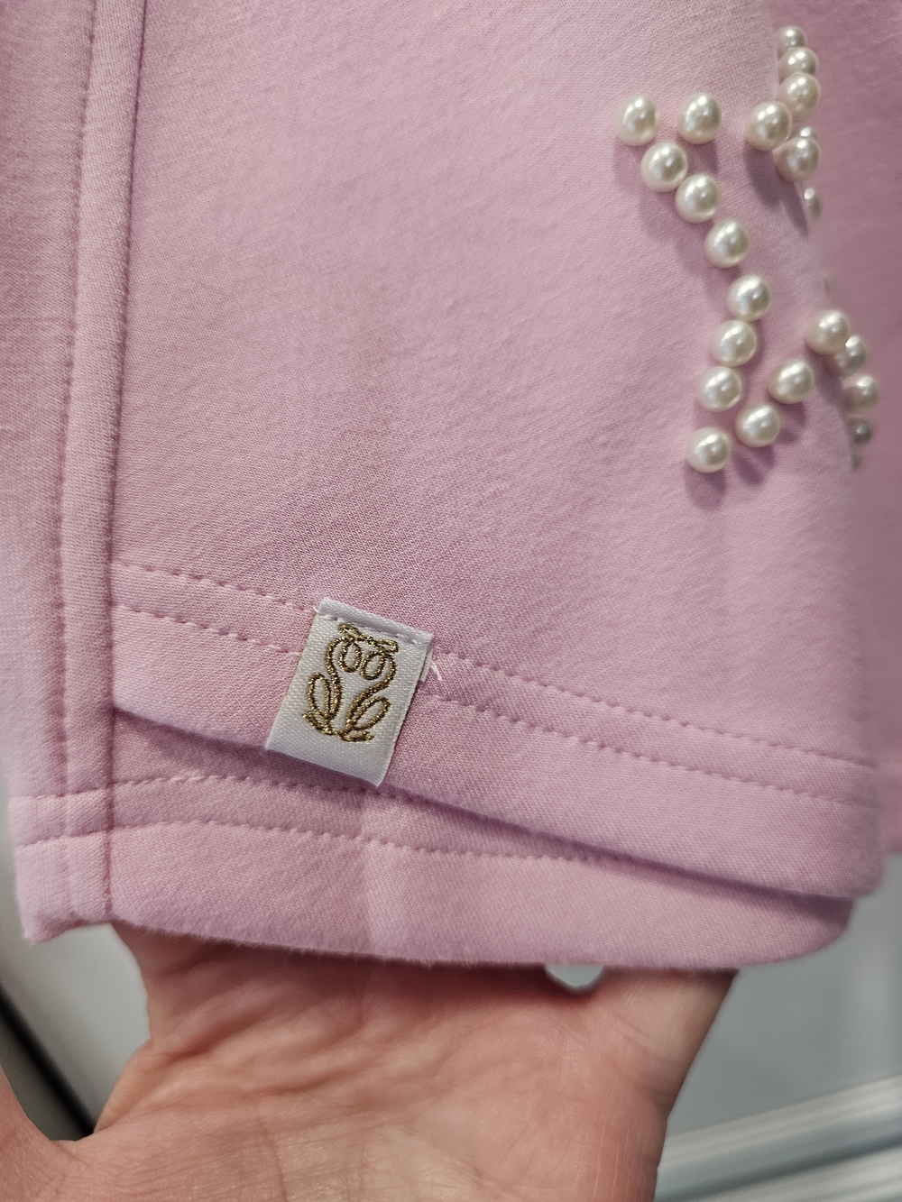 BOUTIQUE SALE!Simply Southern Embellished Pink Women's Skort - Pearl Star Accent - Picture 9 of 12